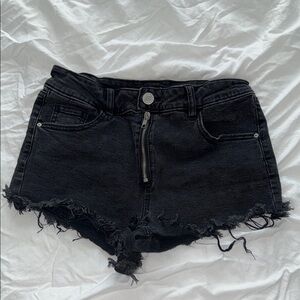 Refuge Black Jean Shorts Distressed High-Waisted